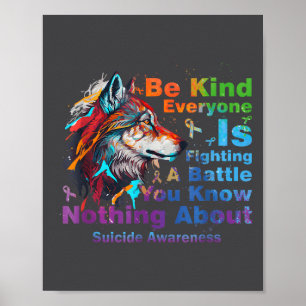 Wolf sei nett Selbstmordbewusstsein Psychische Ges Poster