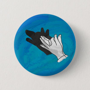 Wolf Shadow on Blue Button