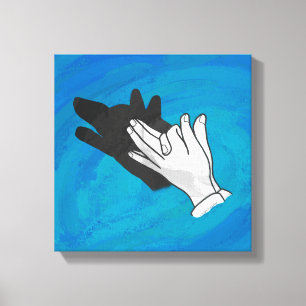 Wolf Shadow on Blue Leinwanddruck