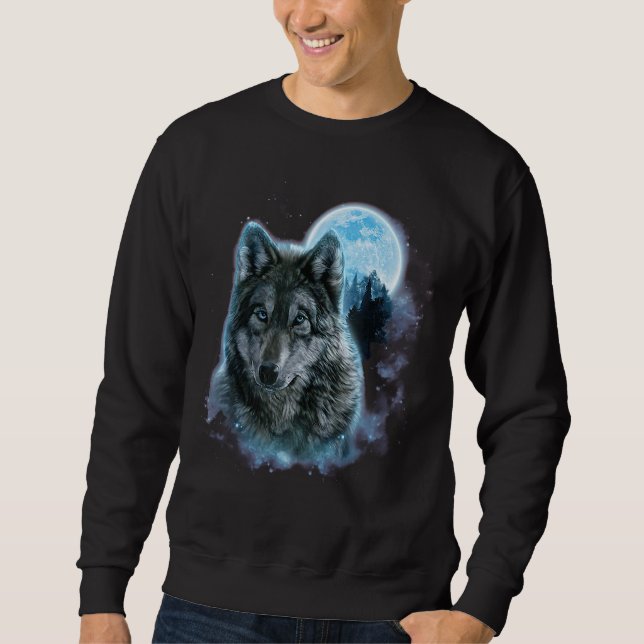 Wolf-Shirt, Grauer Wolf-Jagdgelände, Icy Moon Sweatshirt (Vorderseite)