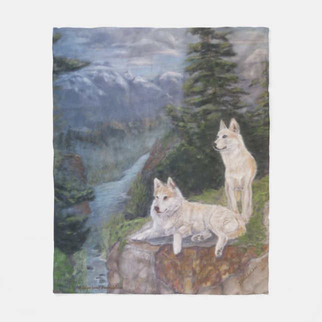Wolf-"sicherer Hafen-" Fleece-Decke Fleecedecke (Vorderseite)