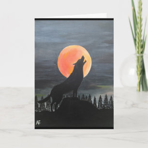 Wolf Silhouette Gemälde von Alfred Fox Karte