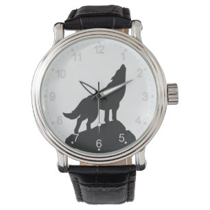 Wolf-Silhouette hewling - Farbe auswählen Armbanduhr