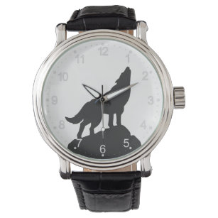 Wolf-Silhouette hewling - Farbe auswählen Armbanduhr