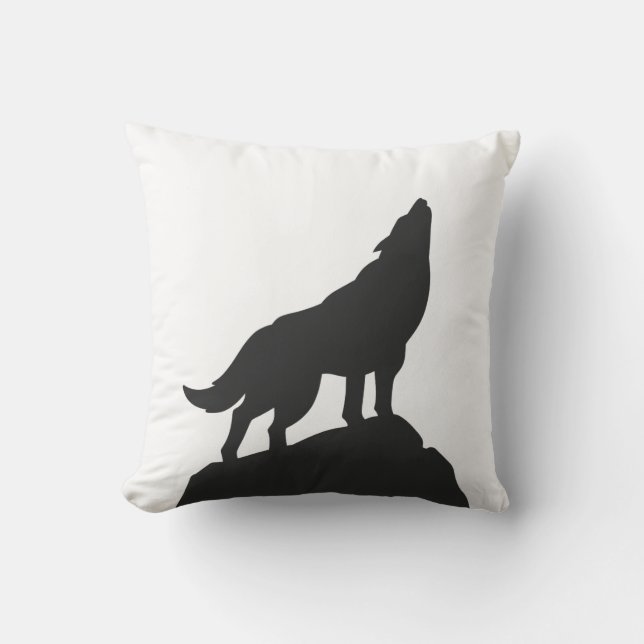 Wolf-Silhouette hewling - Farbe auswählen Kissen (Vorderseite)