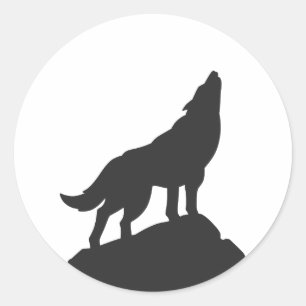 Wolf-Silhouette hewling - Farbe auswählen Runder Aufkleber