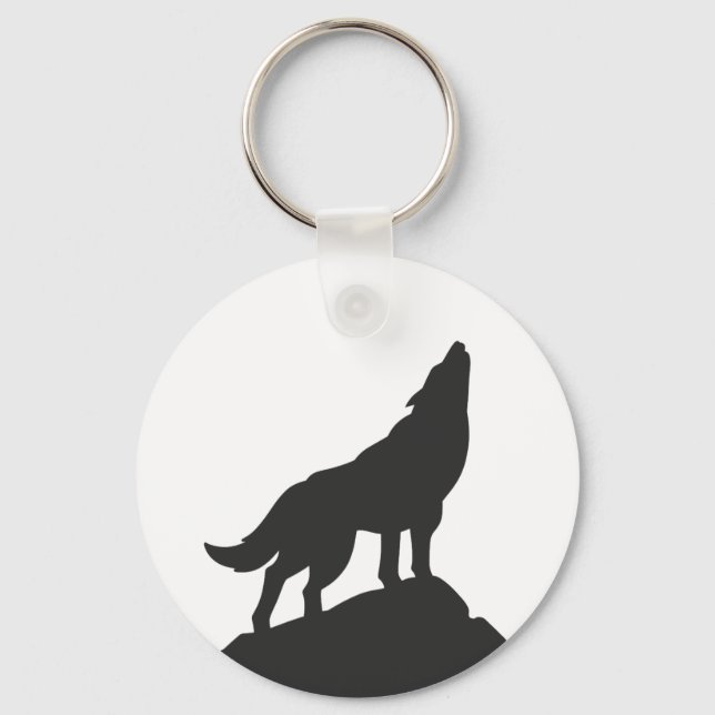 Wolf-Silhouette hewling - Farbe auswählen Schlüsselanhänger (Vorderseite)
