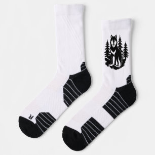 Wolf-Silhouette im Wald Socken