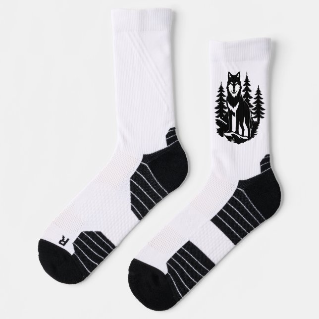 Wolf-Silhouette im Wald Socken (Links)