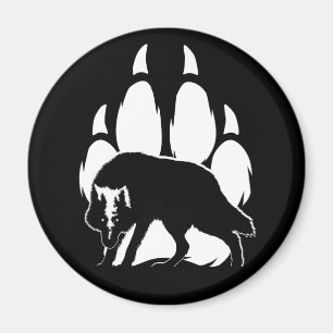 Wolf-Silhouette und Footprint Magnet