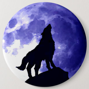 Wolf Silhouette & Vollmond Button