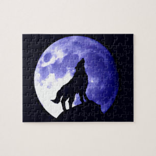 Wolf Silhouette & Vollmond Puzzle