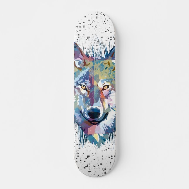 Wolf Skateboard Deck | Farbiger Wolf Head (Vorne)