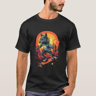 Wolf Skateboard Skateboarder Wölfe Skateboarding T-Shirt