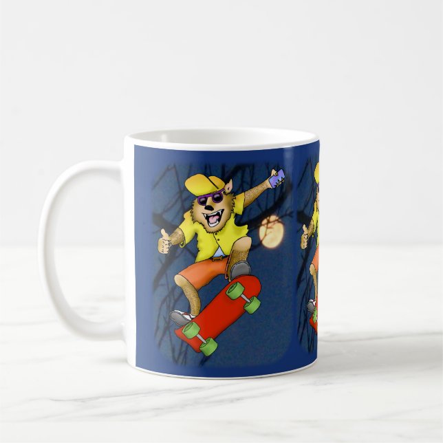 Wolf Skateboarder Tasse (Links)
