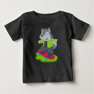 Wolf Skater Skateboard Baby T-shirt
