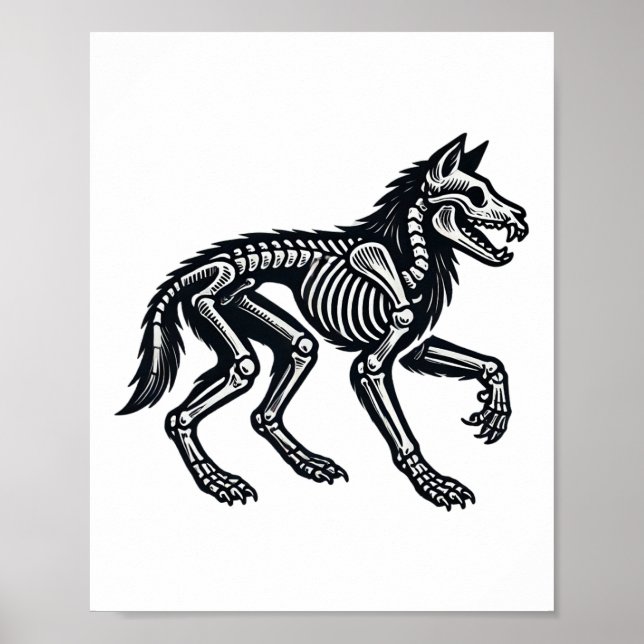 Wolf Skeleton Halloween Poster (Vorne)