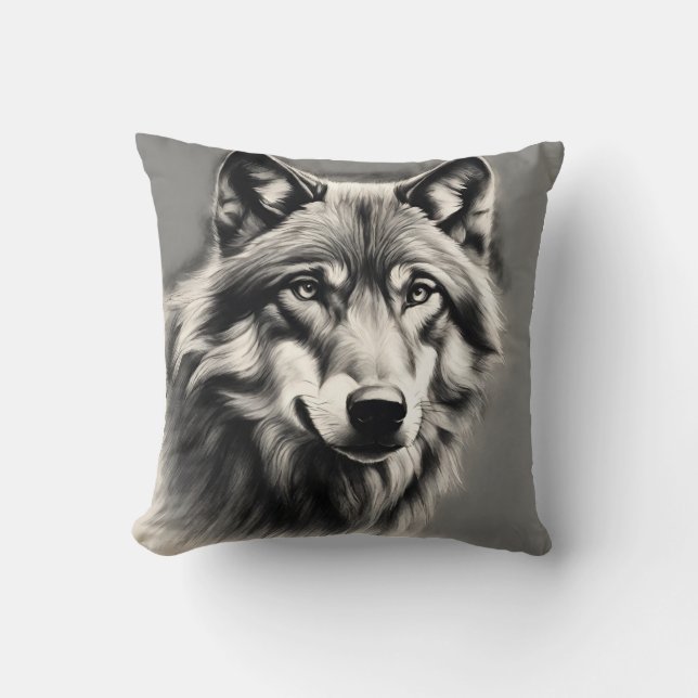 Wolf Sketch Kissen (Vorderseite)