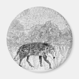 Wolf Sketch Wild Animal Magnet