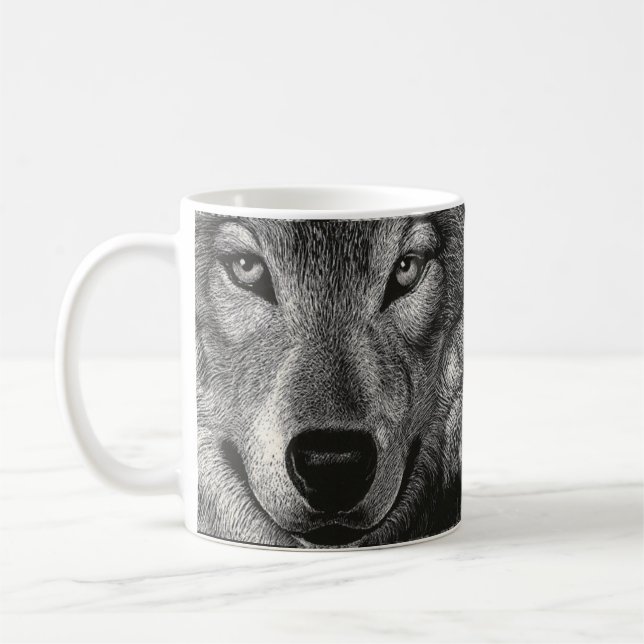 Wolf-Skizze-Tasse Tasse (Links)