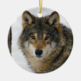 Wolf Snow Tree Foto Keramik Ornament