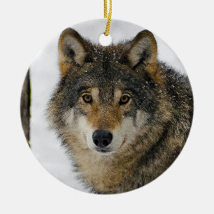 Wolf Snow Tree Foto Keramik Ornament