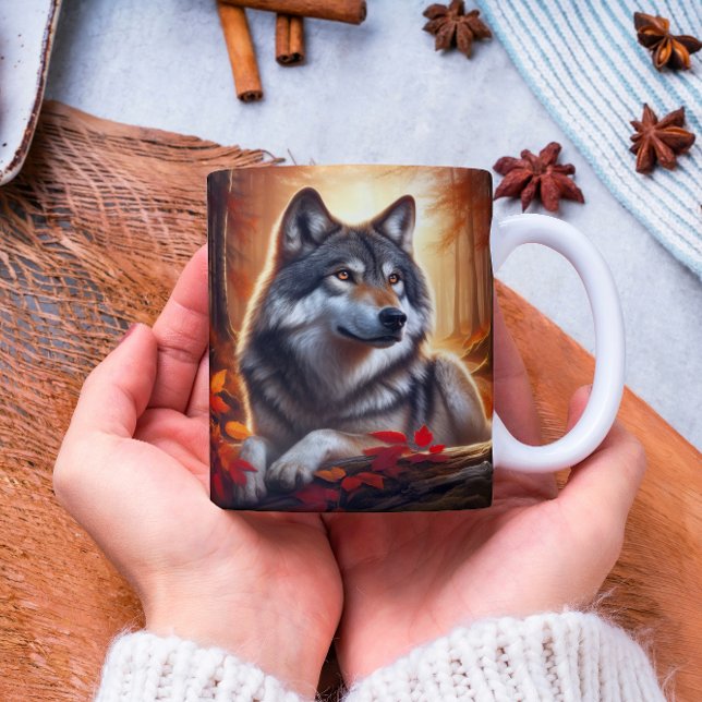 Wolf Solitude Amidst Nature Kaffeetasse (Von Creator hochgeladen)