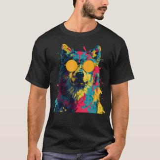 Wolf-Sonnenbrille Tier Wildtiere Farbiger Wolf T-Shirt