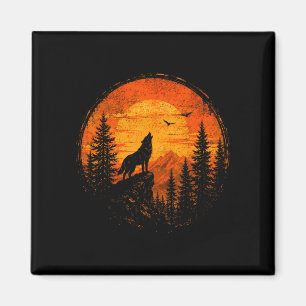Wolf Sonnenuntergang Berg Wald Wildnis Natur Magnet