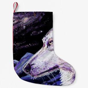 Wolf Space Mountains Forest Painting Kleiner Weihnachtsstrumpf