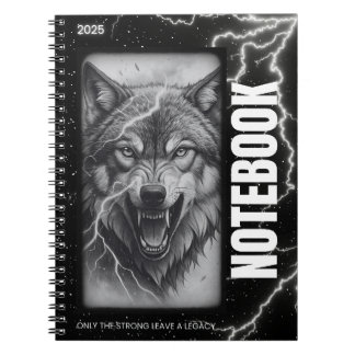 Wolf Spiral Notebook - Gothic Lightning Ästhetik Notizblock