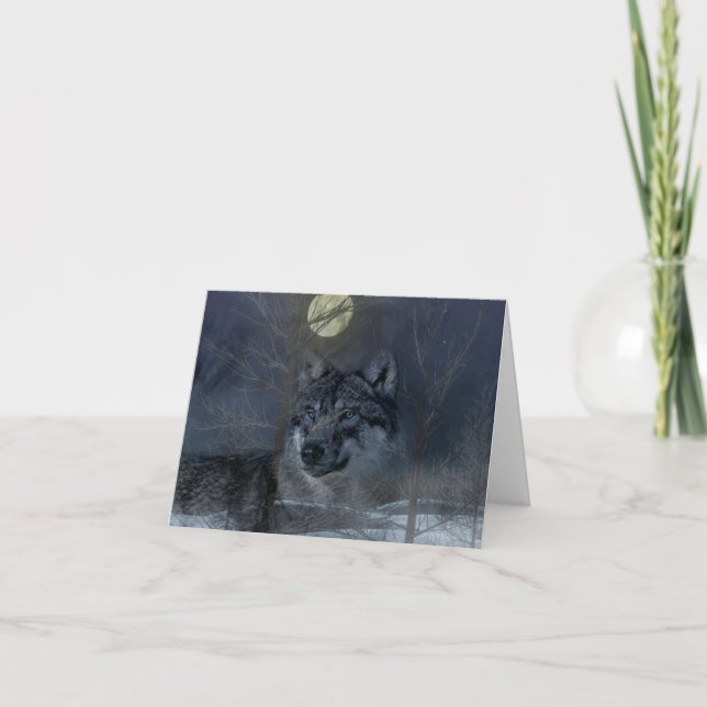 Wolf Spirit Moon Night Dankeskarte (Vorderseite)