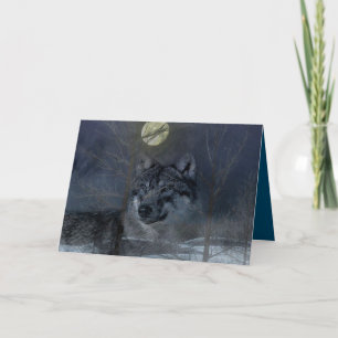 Wolf Spirit Moon Night Feiertagskarte