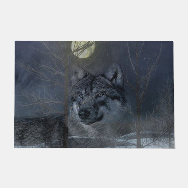 Wolf Spirit Moon Night Fußmatte (Vorderseite)