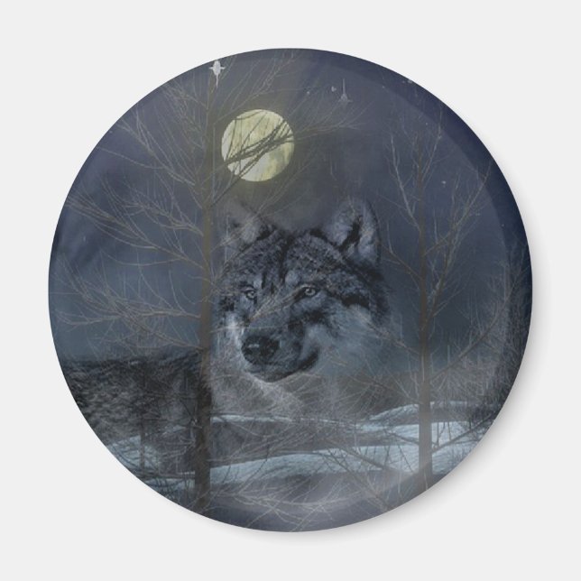 Wolf Spirit Moon Night Magnet (Vorne)