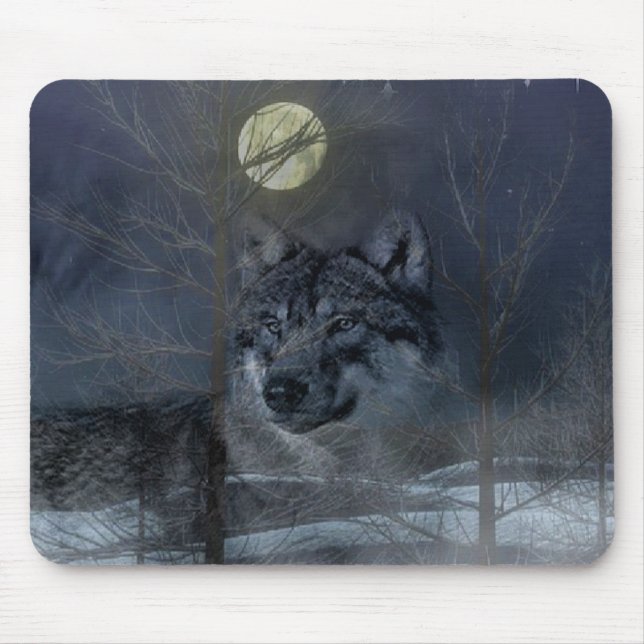 Wolf Spirit Moon Night Mousepad (Vorne)