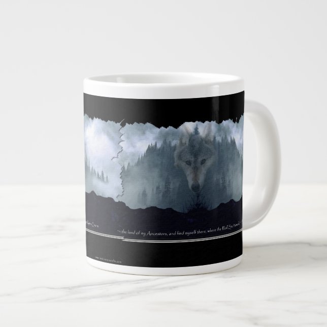 Wolf Spirit & Mountain Jumbo Soup & Coffee Tasse (Vorderseite Rechts)