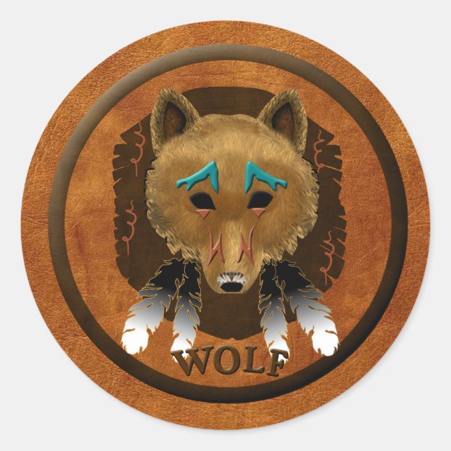 Wolf Spirit Runder Aufkleber (Vorderseite)
