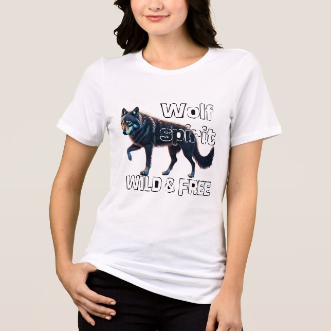Wolf Spirit: Wild und frei Tri-Blend Shirt (Vorderseite)