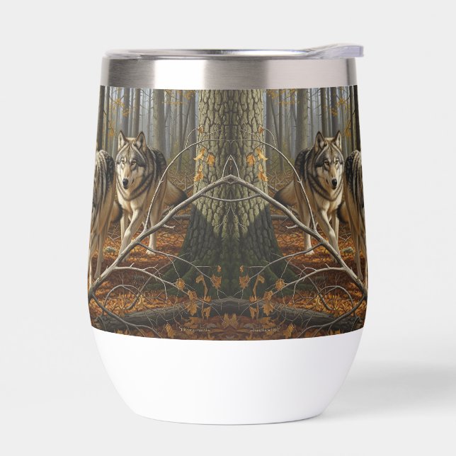 Wolf-Stammlos-Thermal-Weinbecher Stil 1 (Links)
