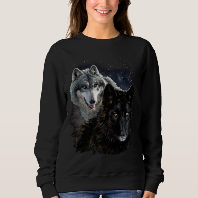 Wolf Star Wolves Wild Moon Stars Loyal Gray Wolf D Sweatshirt (Vorderseite)