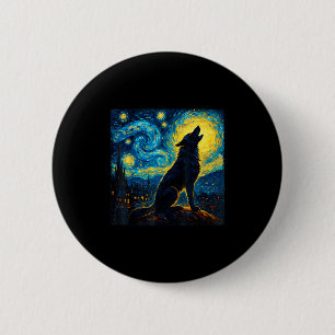 Wolf Starry Night Howling Moon Funny Gifts für Män Button
