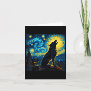 Wolf Starry Night Howling Moon Funny Gifts für Män Karte