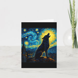 Wolf Starry Night Howling Moon Funny Gifts für Män Karte