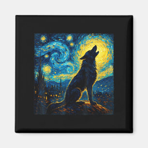 Wolf Starry Night Howling Moon Funny Gifts für Män Magnet