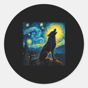 Wolf Starry Night Howling Moon Funny Gifts für Män Runder Aufkleber