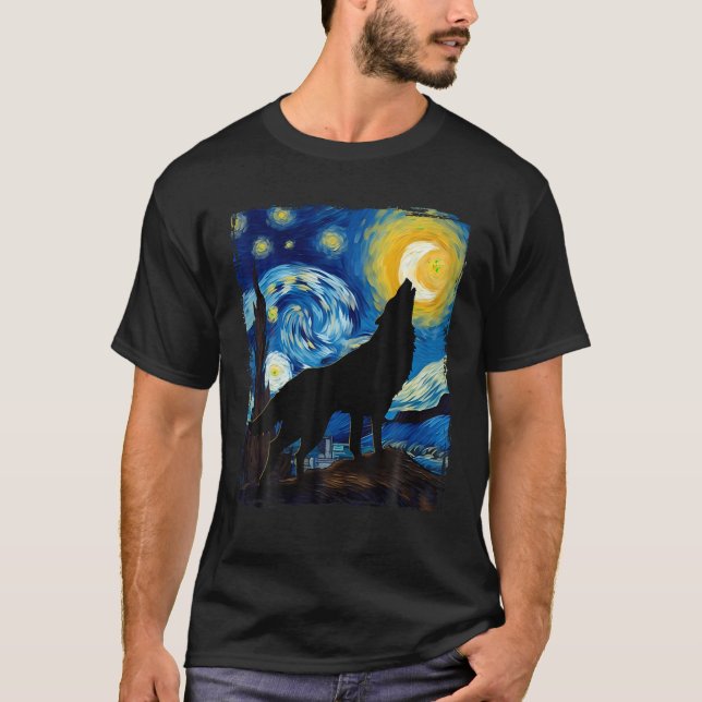 Wolf Starry Night Shirt Wolf Shirts für Damen (Vorderseite)