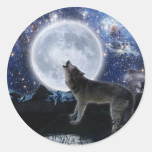 WOLF, STARS & MOON - Aufkleber für Wildtiere