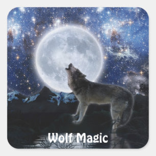 WOLF, STARS & MOON - Aufkleber für Wildtiere