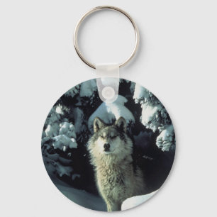 Wolf stehend im Schnee Schlüsselanhänger